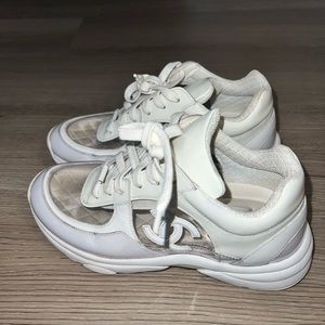 Chanel White PVC CC Sneakers Womens Trainer 36.5